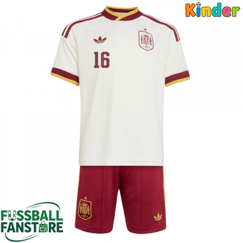 Spanien Rodri Hernandez #16 Replik Auswärtstrikot Kinder WM 2026 Kurzarm (+ Kurze Hosen)